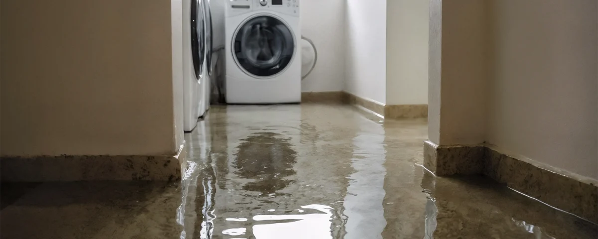 Flooded basement inside a house after heavy water damage