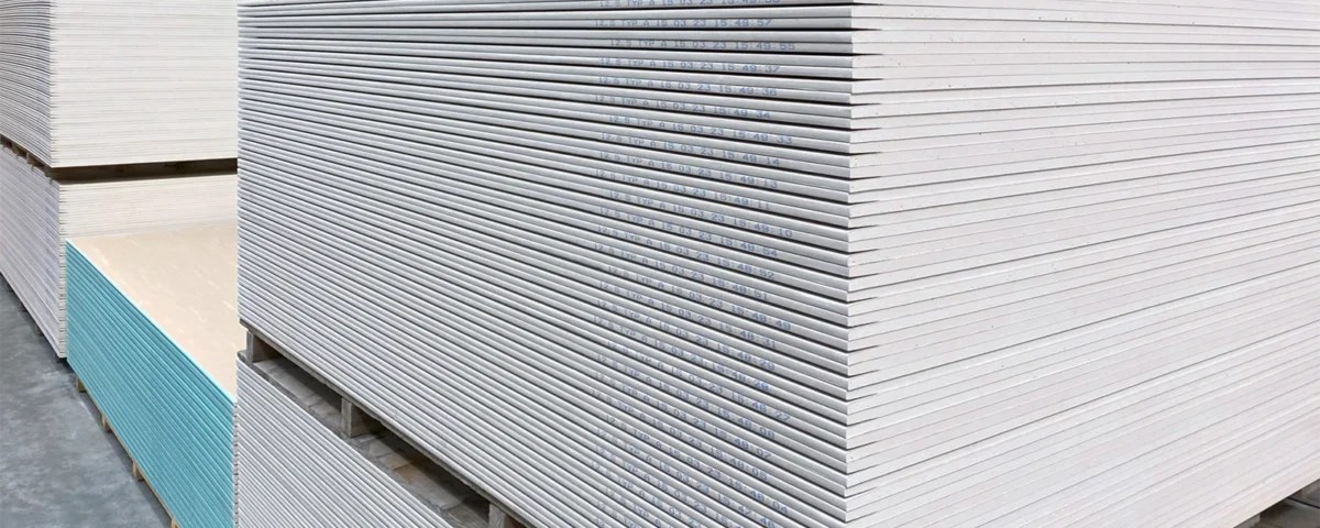 Stack of gypsum boards used as a non-flammable material for fireproof construction