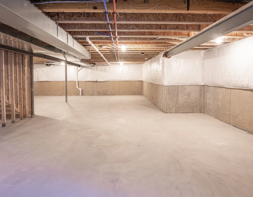 Insulated and waterproofed basement walls for long-term protection against water damage