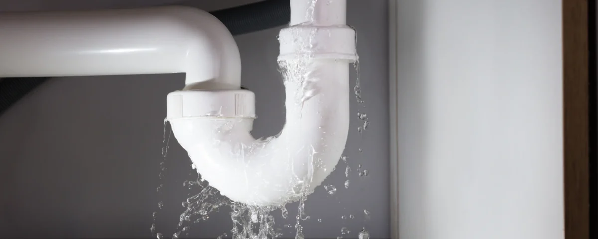 How to Fix a Leaking Pipe — under-sink pipe dripping into a bucket